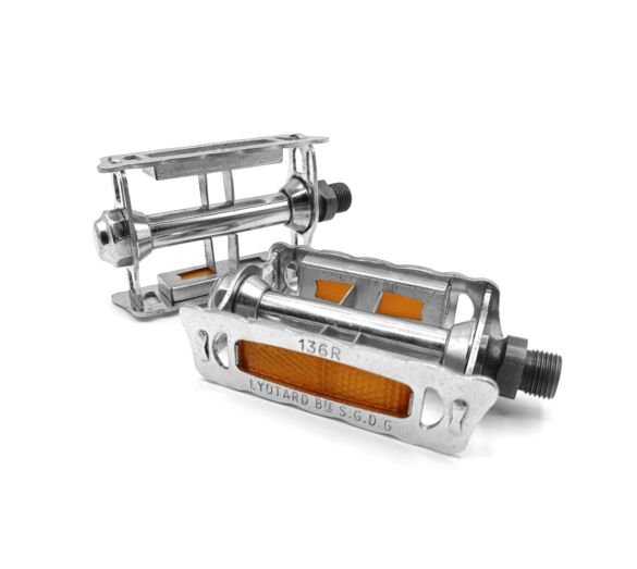 Pédales LYOTARD 136R acier chromé M14x1.25 vélo vintage ancien France old bike pedals