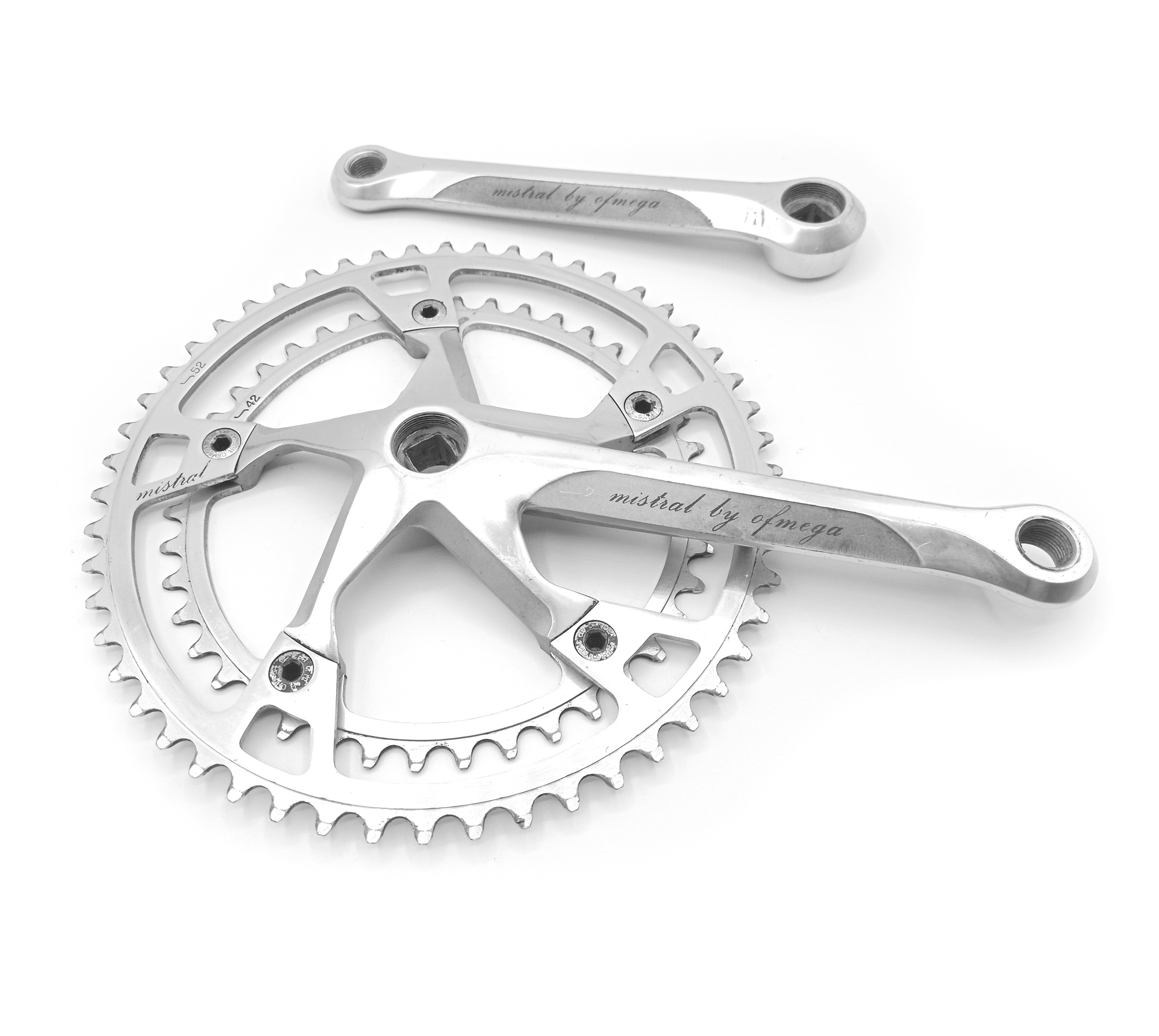 Pédalier vintage course Ofmega 170 mm 53 / 42 Made in Italy